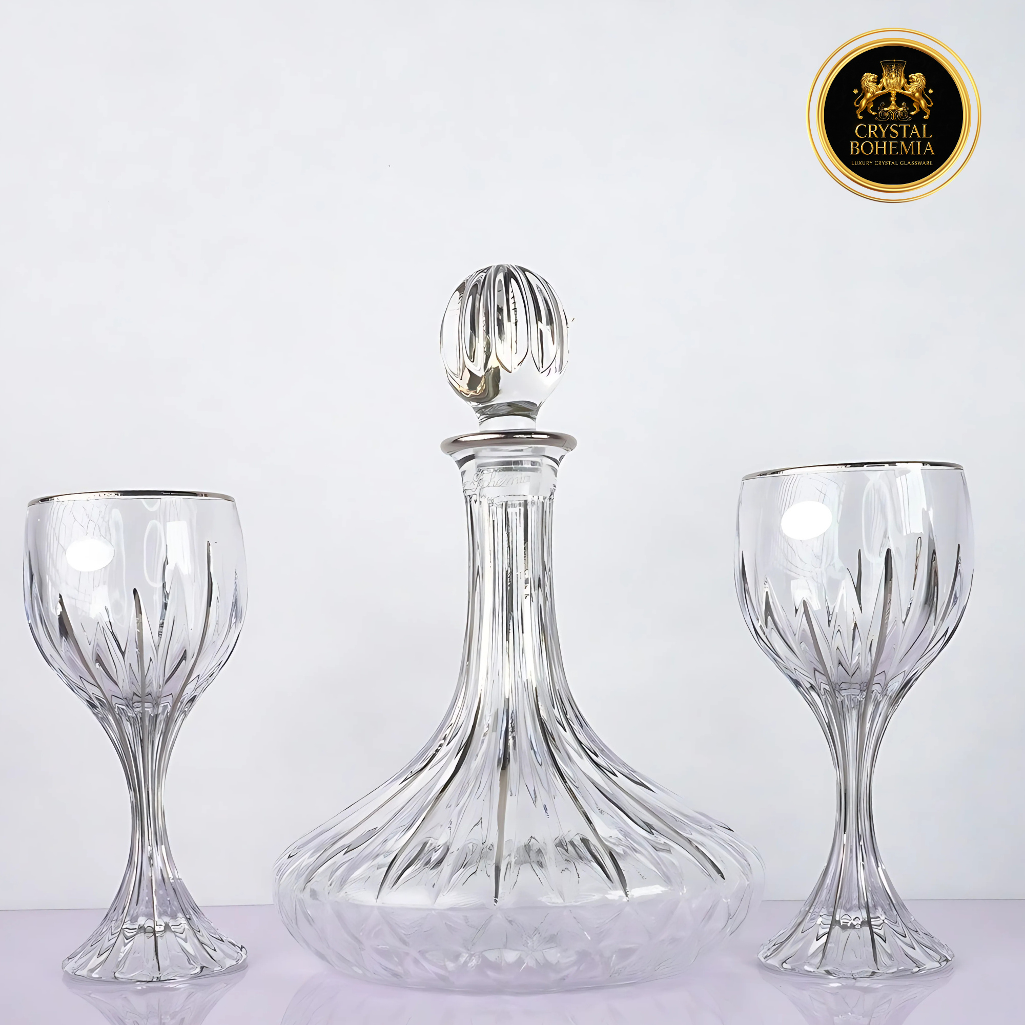 طقم كاسات وقارورة كريستال بوهيمي  7 قطع CB001082