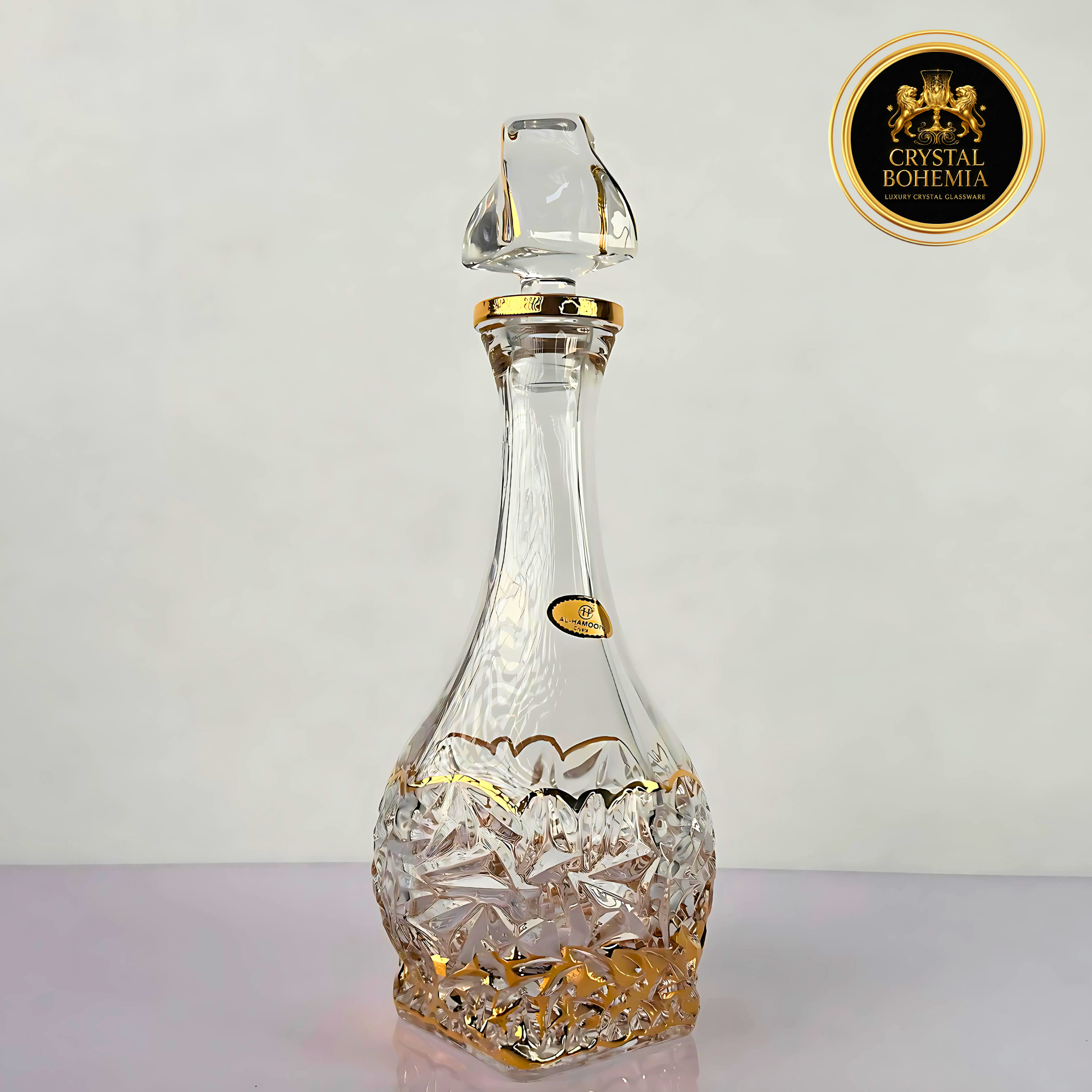 طقم شاربات كريستال بوهيمي ذهبي فاخر 7 قطع CB001084
