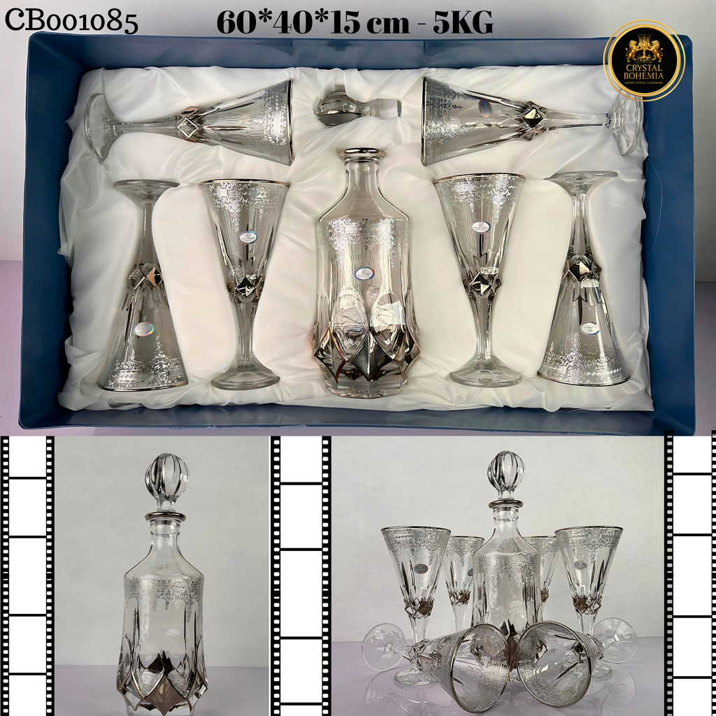 طقم كاسات كريستال بوهيمي للعروسه 7 قطع CB001085