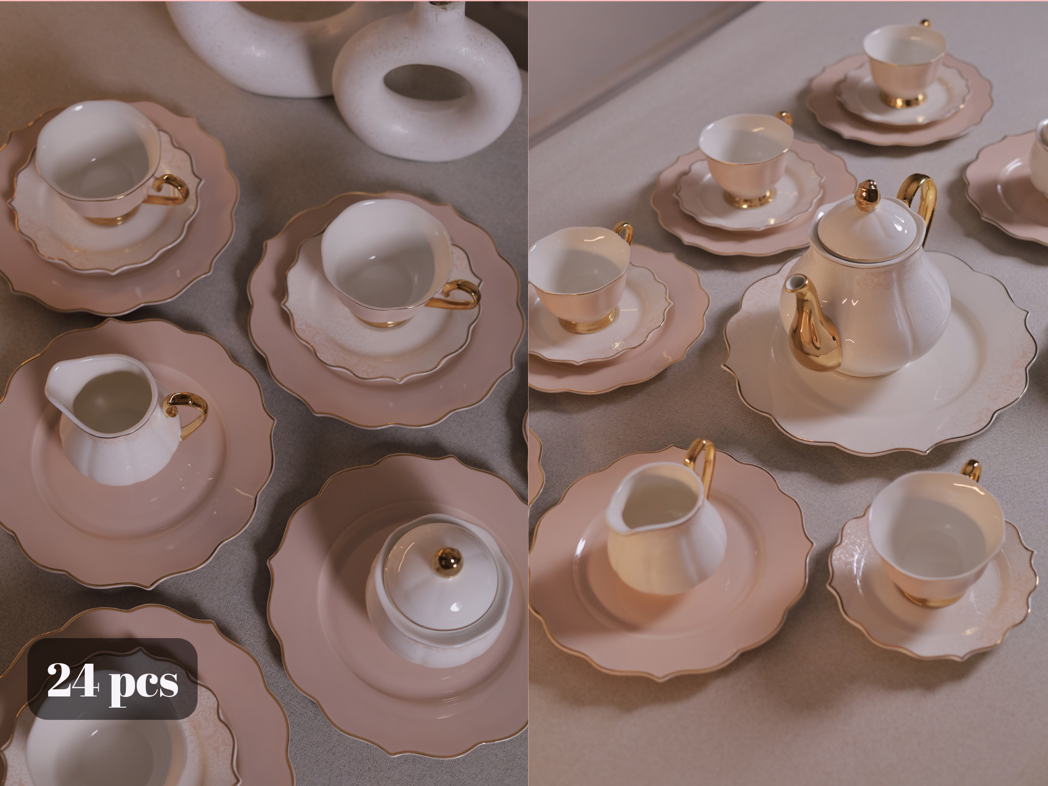 طقم شاي وجاتوه تايلاندي فاخر 24 قطعة
