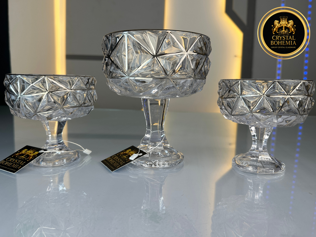 طقم خشاف كريستال بوهيمي جيلي بتشطيب فضي أنيق