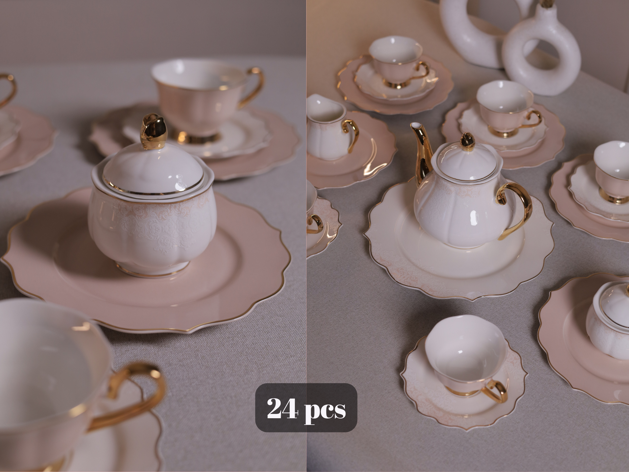 طقم شاي وجاتوه تايلاندي فاخر 24 قطعة
