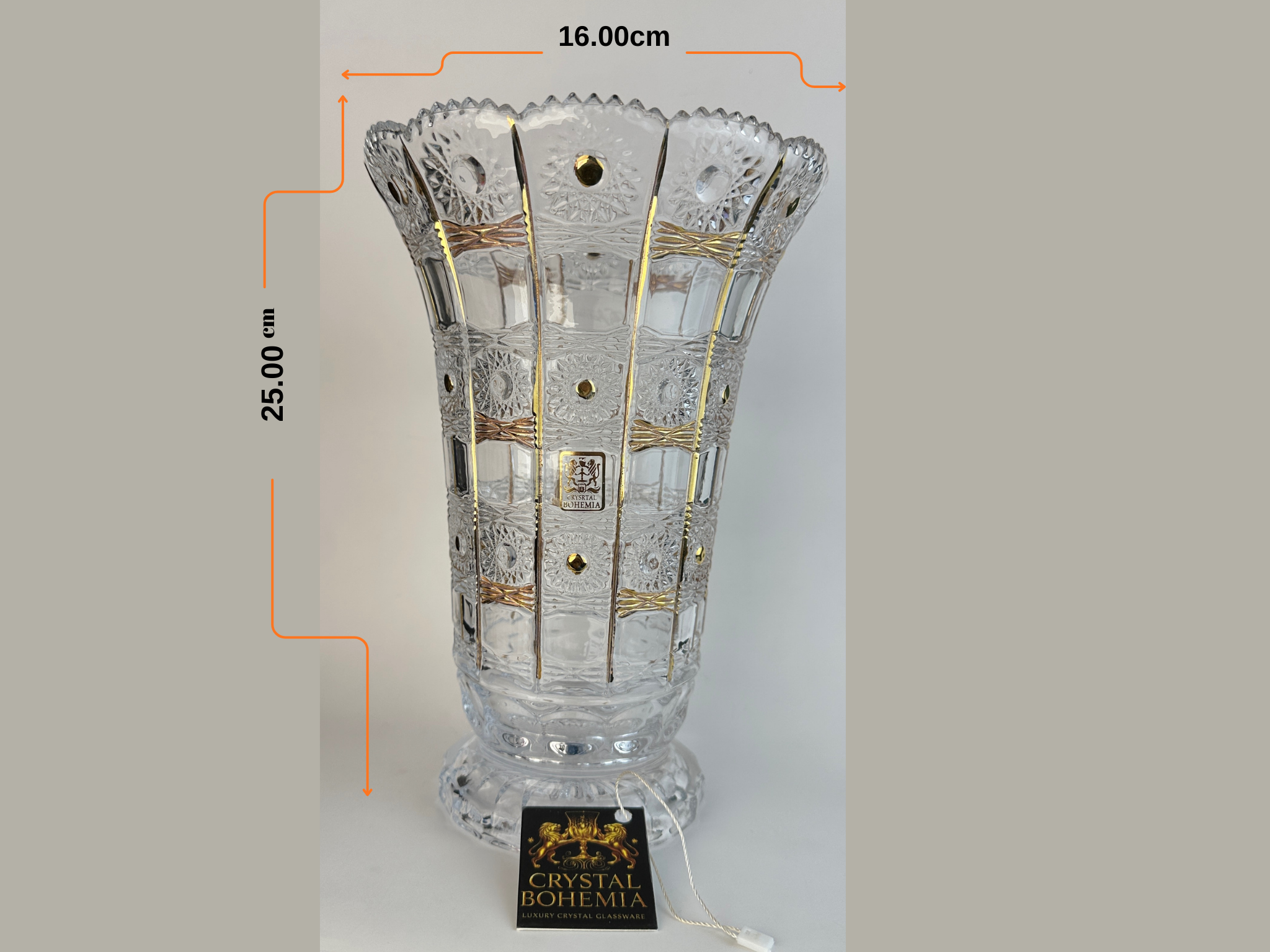 فاظه كريستال شفاف بوهيمي مزخرفه بالذهب