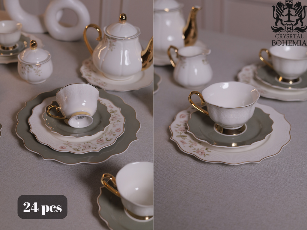 طقم شاي وجاتوه بورسلين مودرن