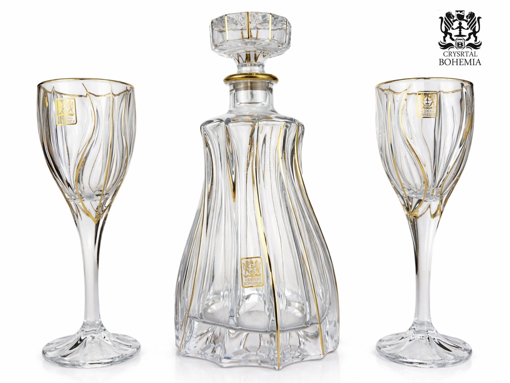 شربات كريستال بوهيمي ذهبي مناسب لتنسيق النيش