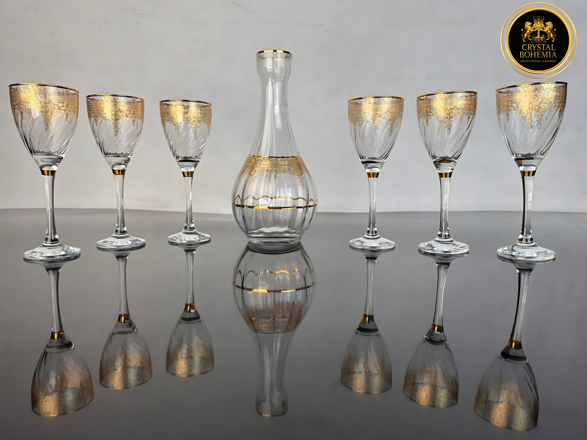 طقم شربات كسات و قرورة ديكاله ذهبي