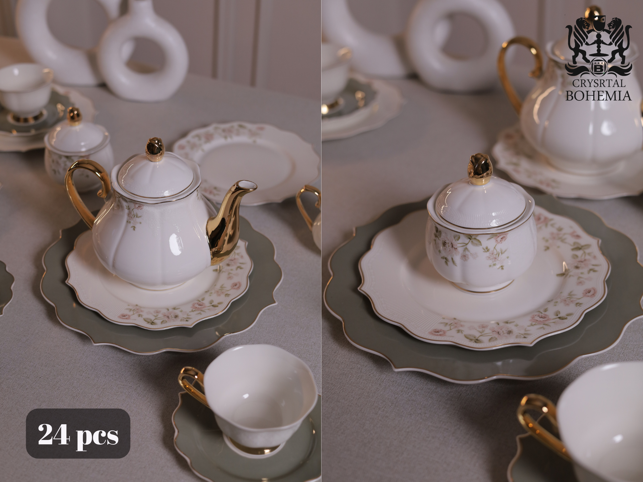 طقم شاي وجاتوه بورسلين مودرن