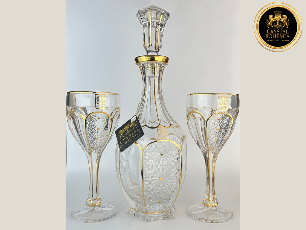 أطقم شربات كريستال بوهيمي سفاري 500 بتشطيب ذهبي