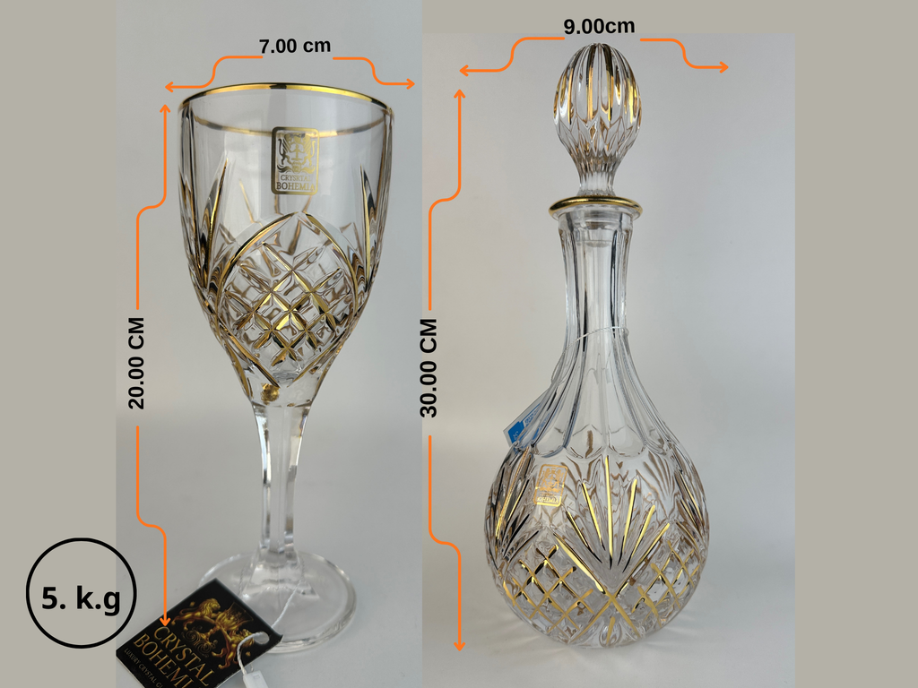 مقاس شربات كريستال بوهيمي للتقديم الراقي بتصميم أناناس