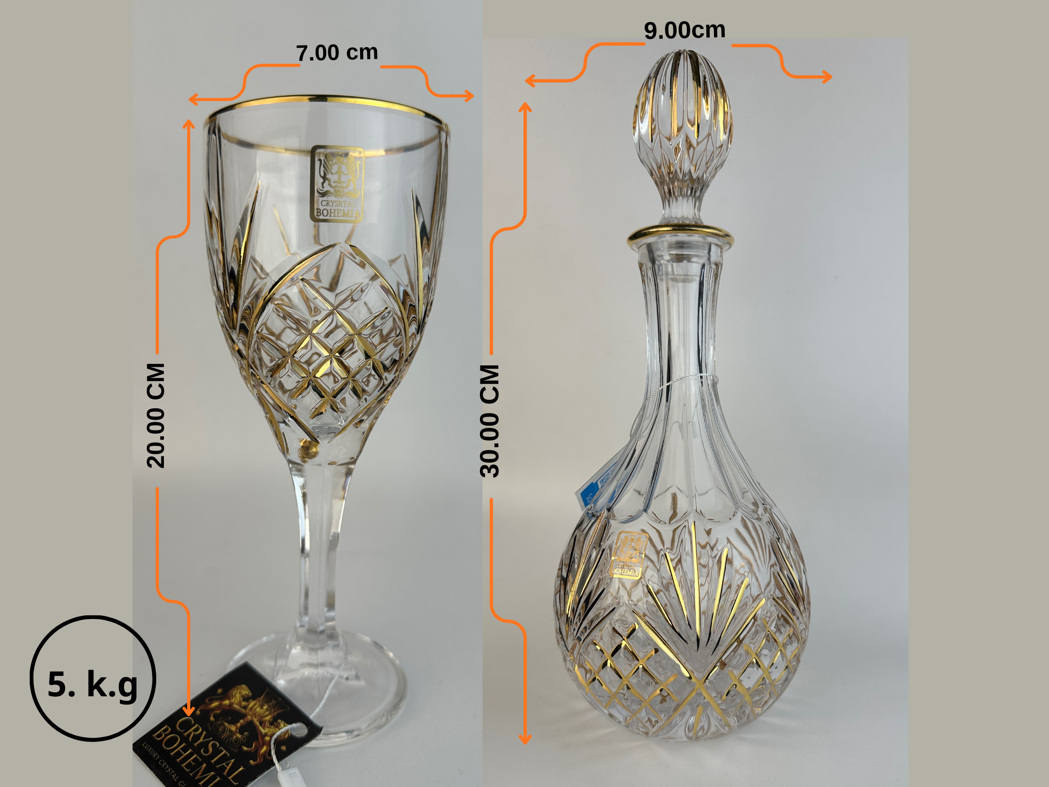 مقاس شربات كريستال بوهيمي للتقديم الراقي بتصميم أناناس