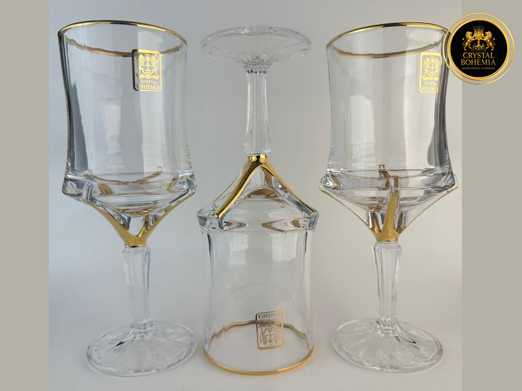أطقم كاسات كريستال بوهيمي بتصميم ملوكي سادة أنيق