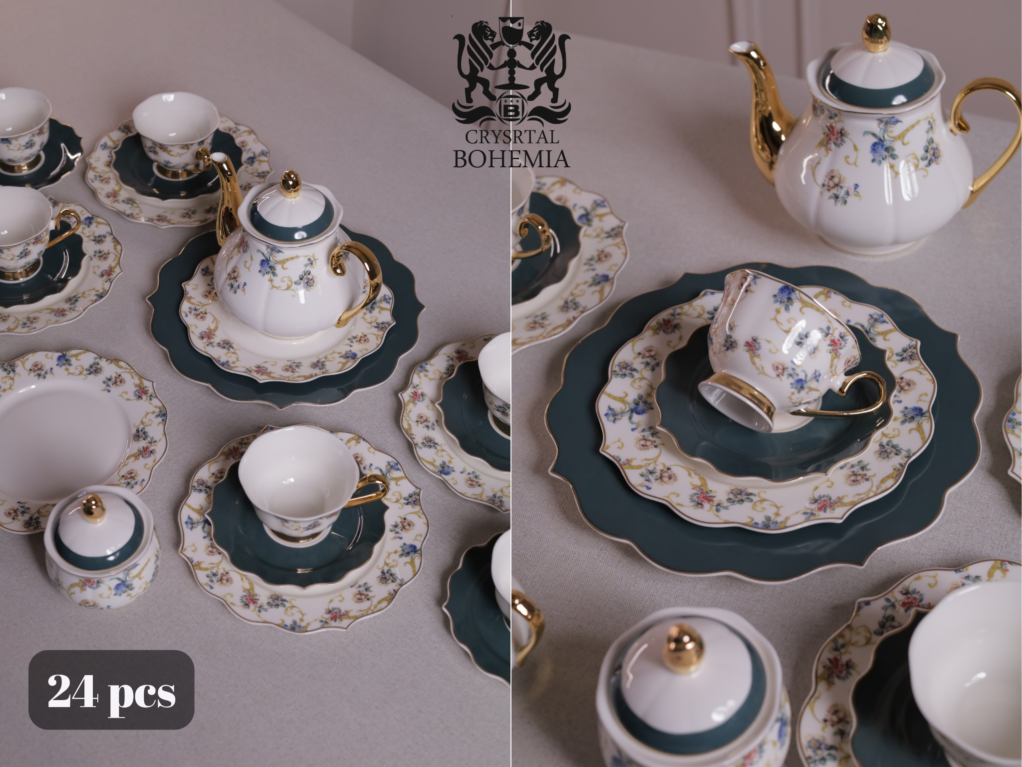 طقم شاي وجاتوه بورسلين مودرن