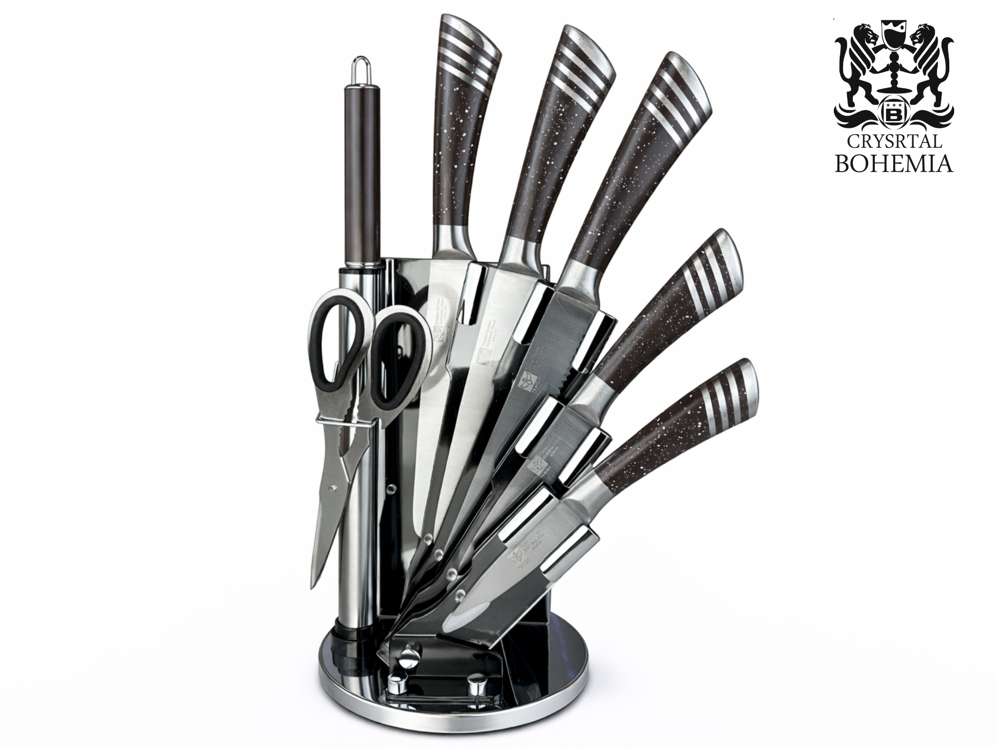 طقم سكاكين مطبخ بحامل دوار
