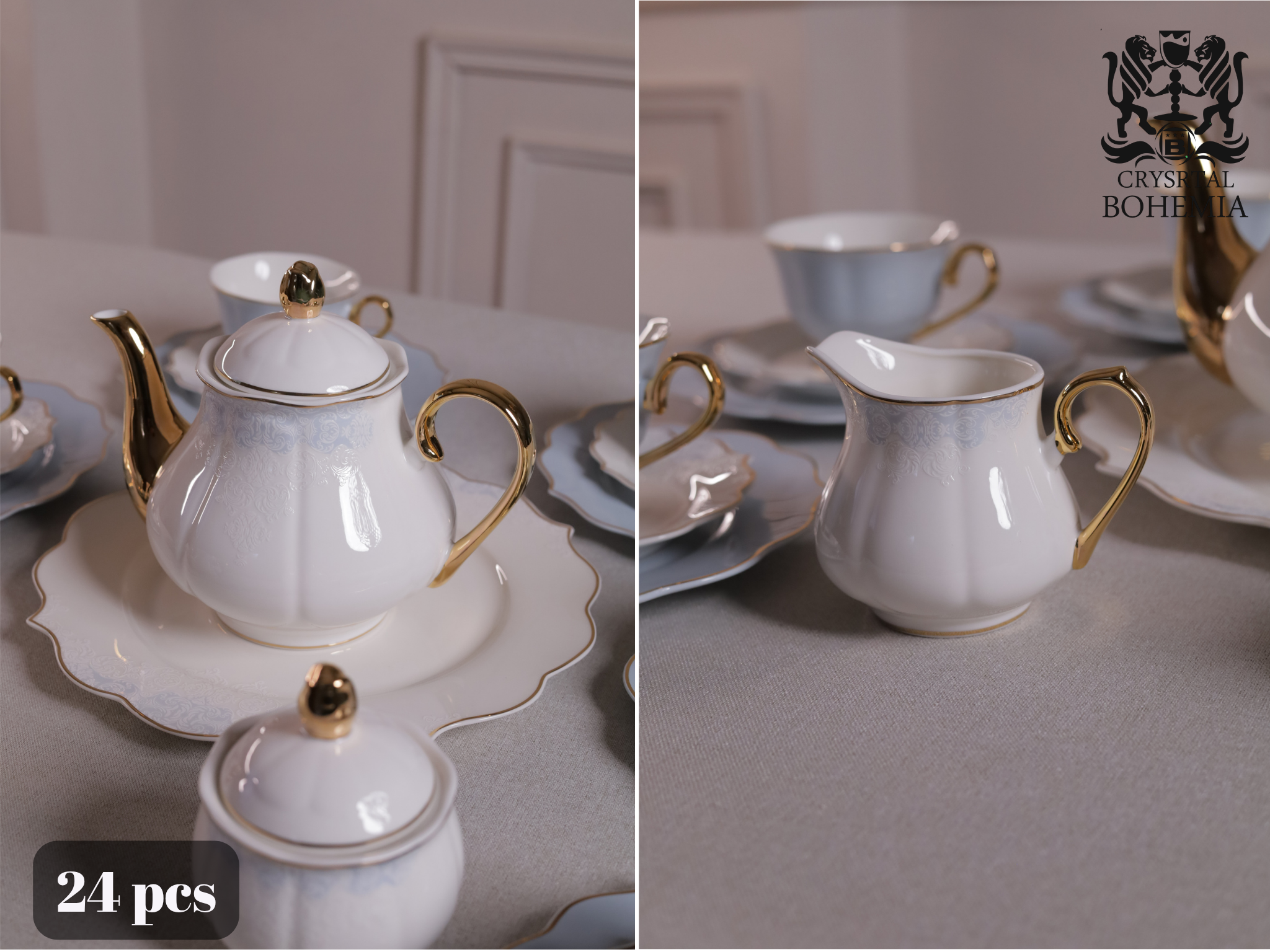 tea and dessert set blue gold
