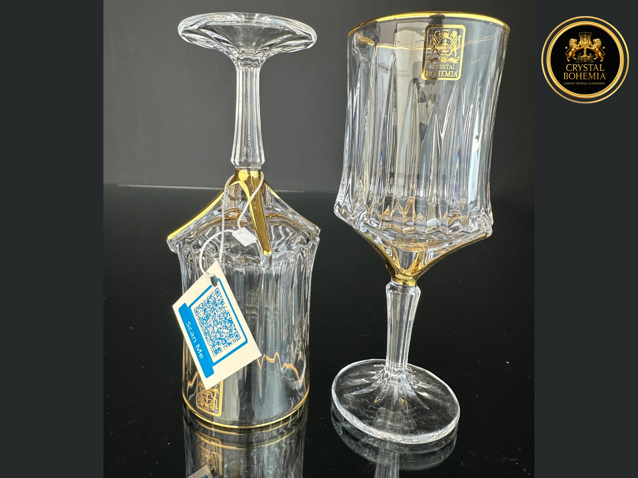 طقم كاسات ملوكي ريجا كريستال كريستال بوهيمي