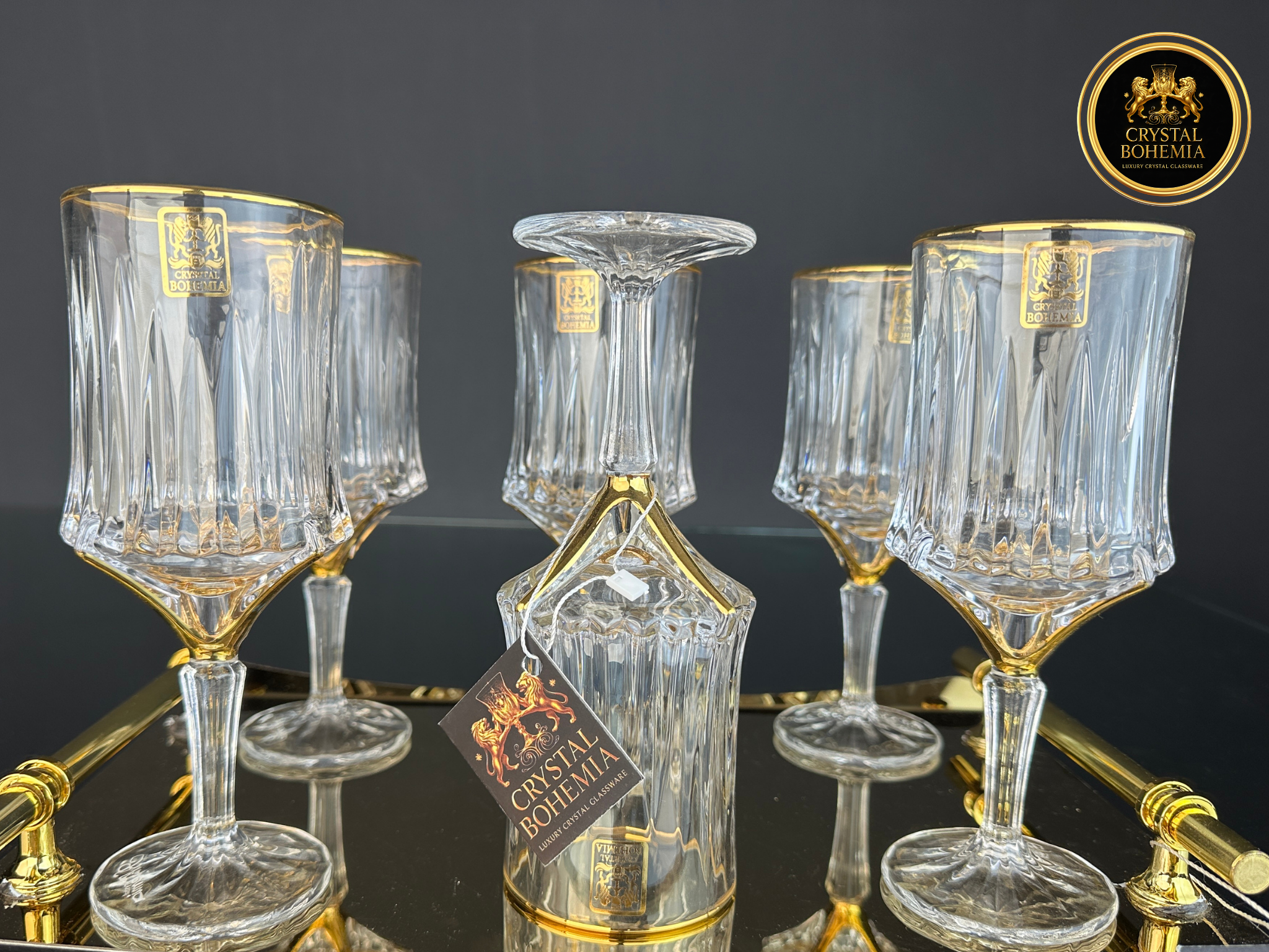 أطقم كاسات كريستال بوهيمي ريجا بتصميم ملوكي أنيق