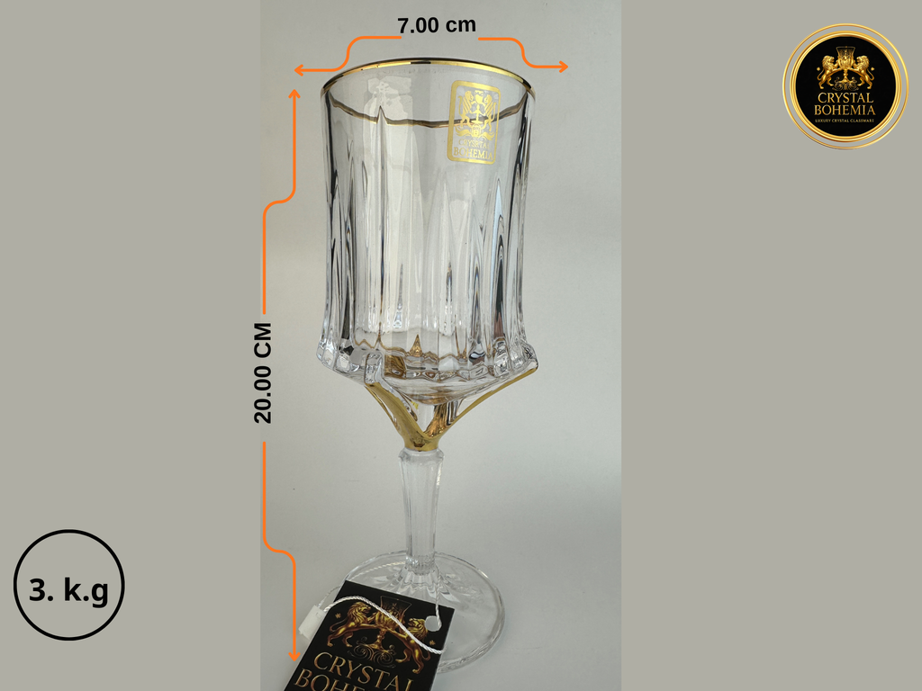 مقاس كاسات كريستال بوهيمي للتقديم الراقي بتصميم ريجا