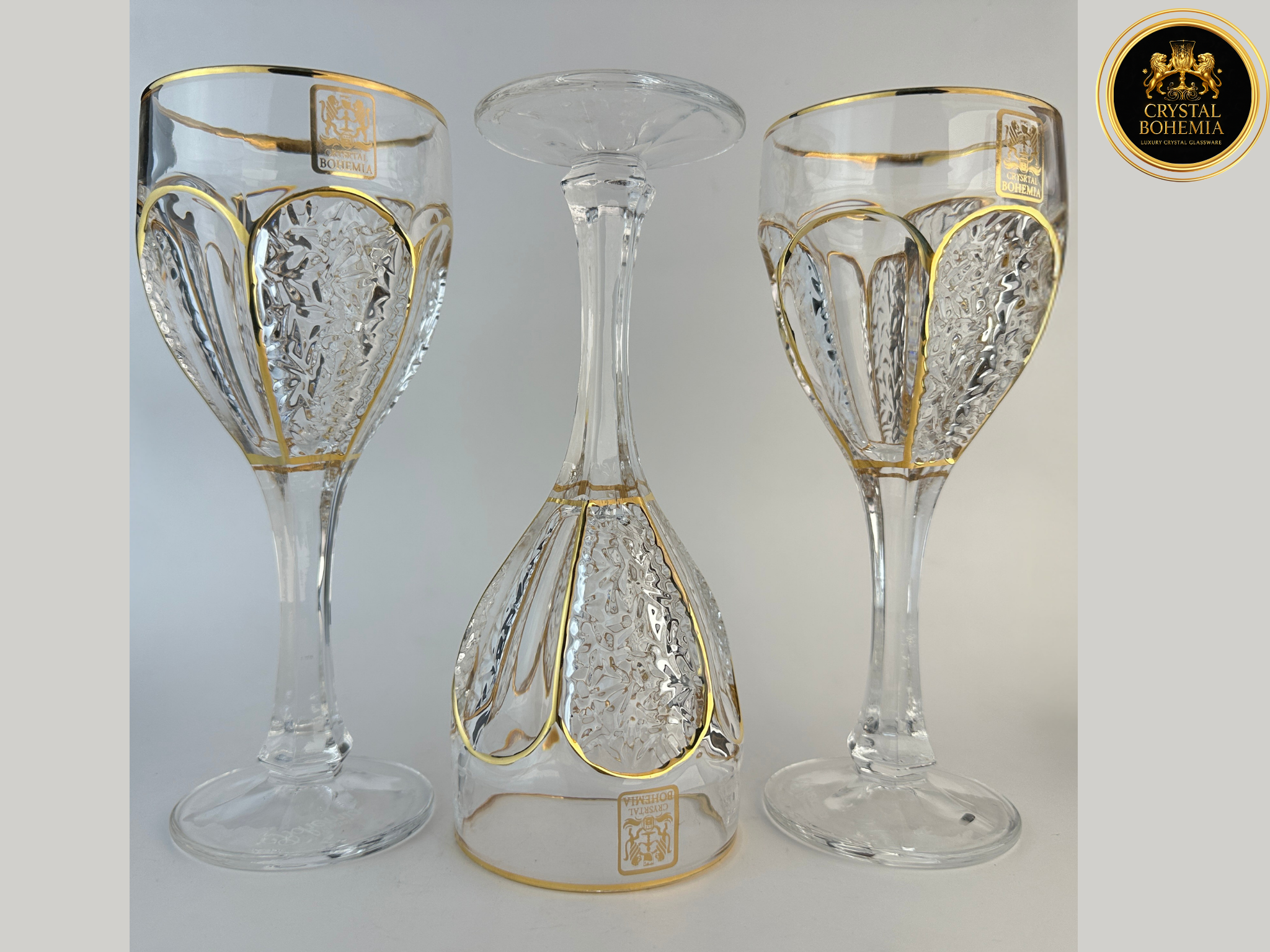 طقم كاسات سفاري نيكوليت ذهبي - كريستال بوهيمي - كود CB001149