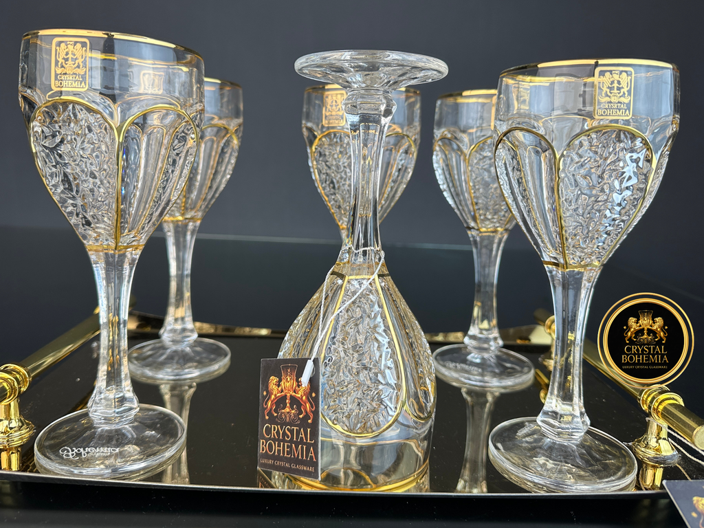 طقم كاسات سفاري نيكوليت ذهبي - كريستال بوهيمي - كود CB001149