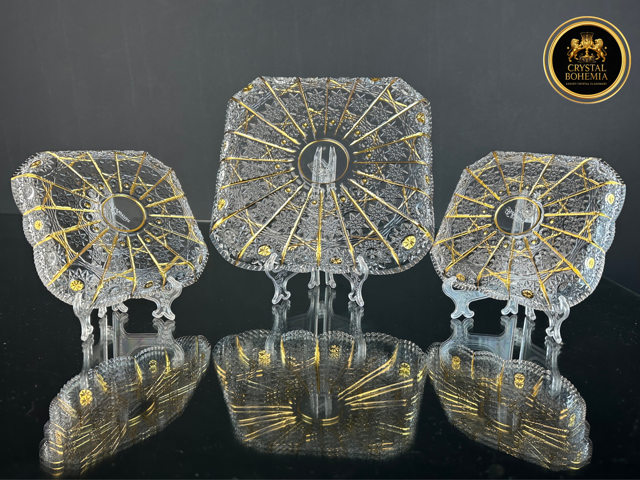 جاتوه كريستال بوهيمي للتقديم الراقي بتصميم محفور