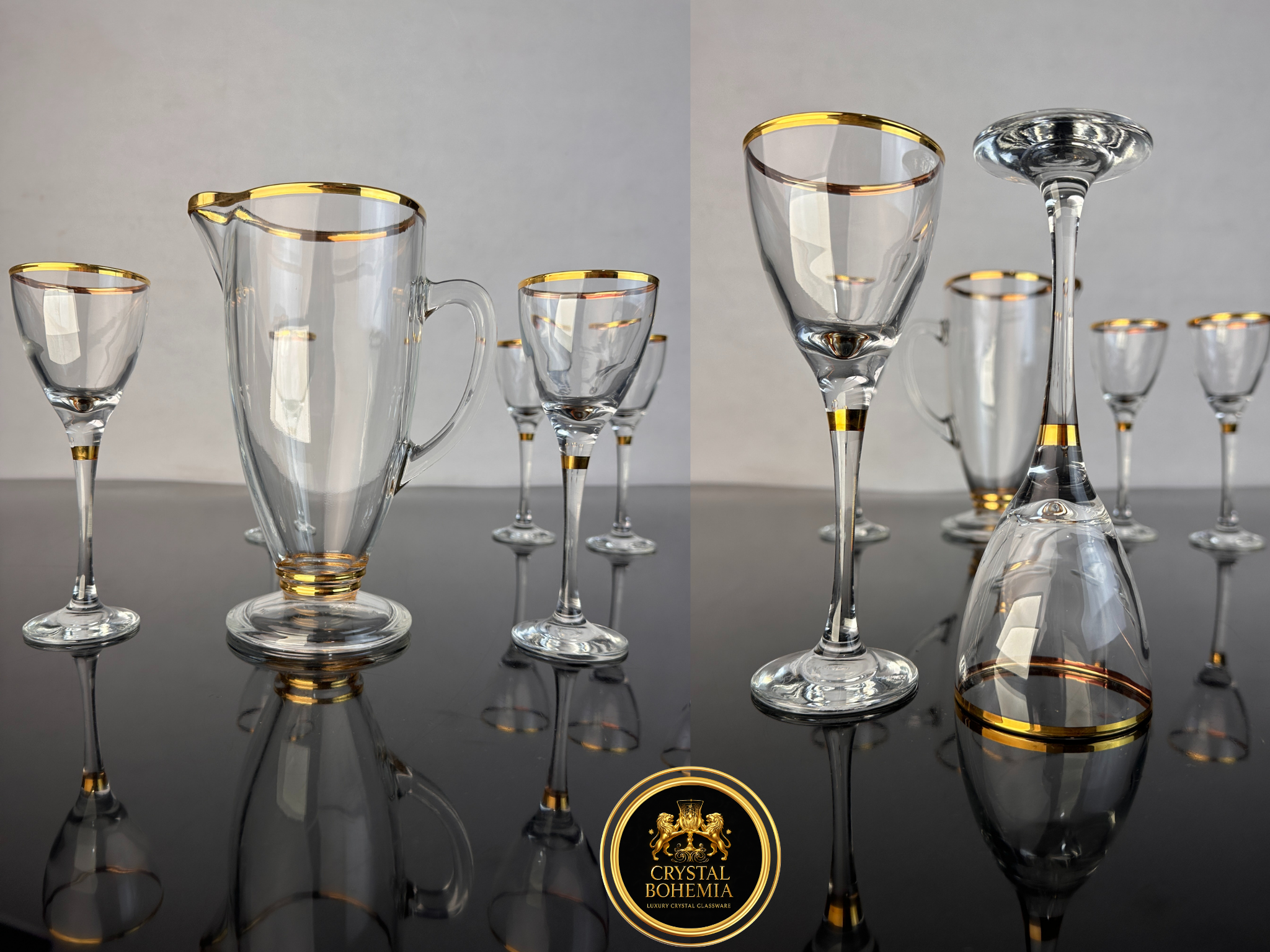 طقم شربات كاسات و دورق  تركي -فراي ذهبي