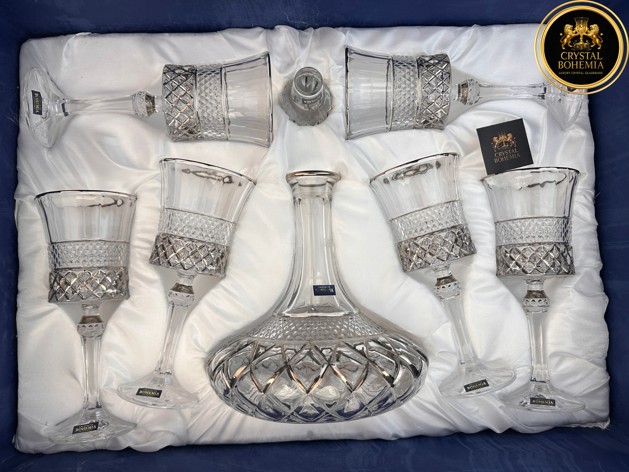 شربات كريستال بوهيمي فضي مناسب لتنسيق النيش وجهاز العروسة