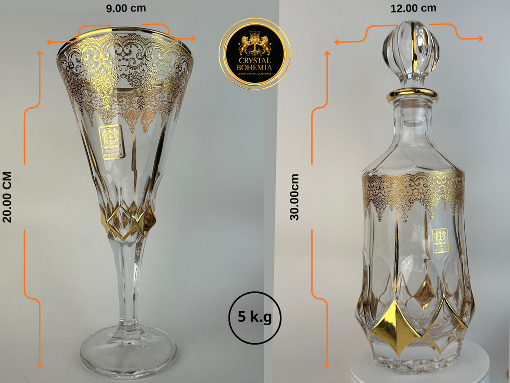 مقاسات طقم شربات ميلانو ديكاله للضيافة الأنيقة كريستال بوهيمي