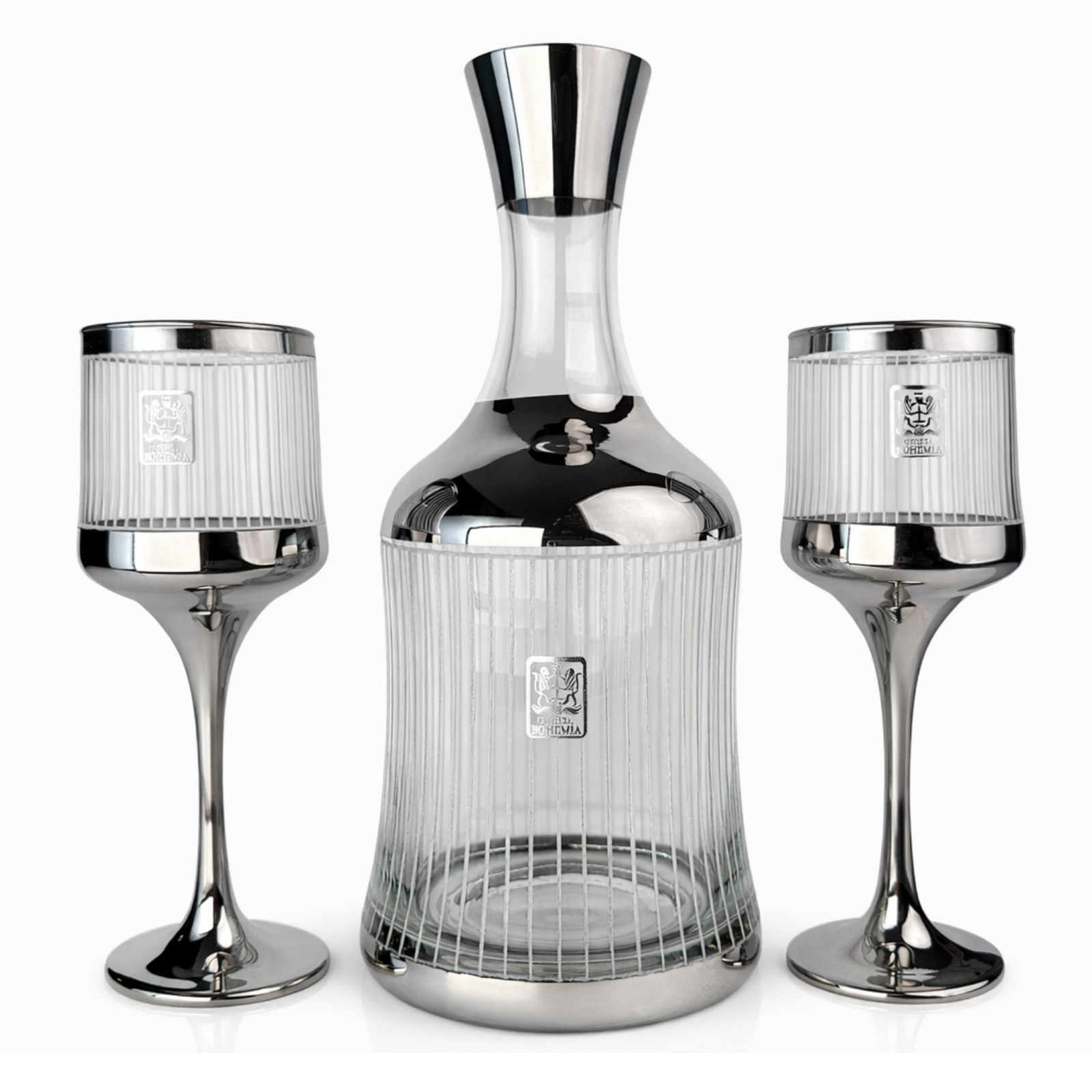 طقم كاسات فضي بقاروره تركي