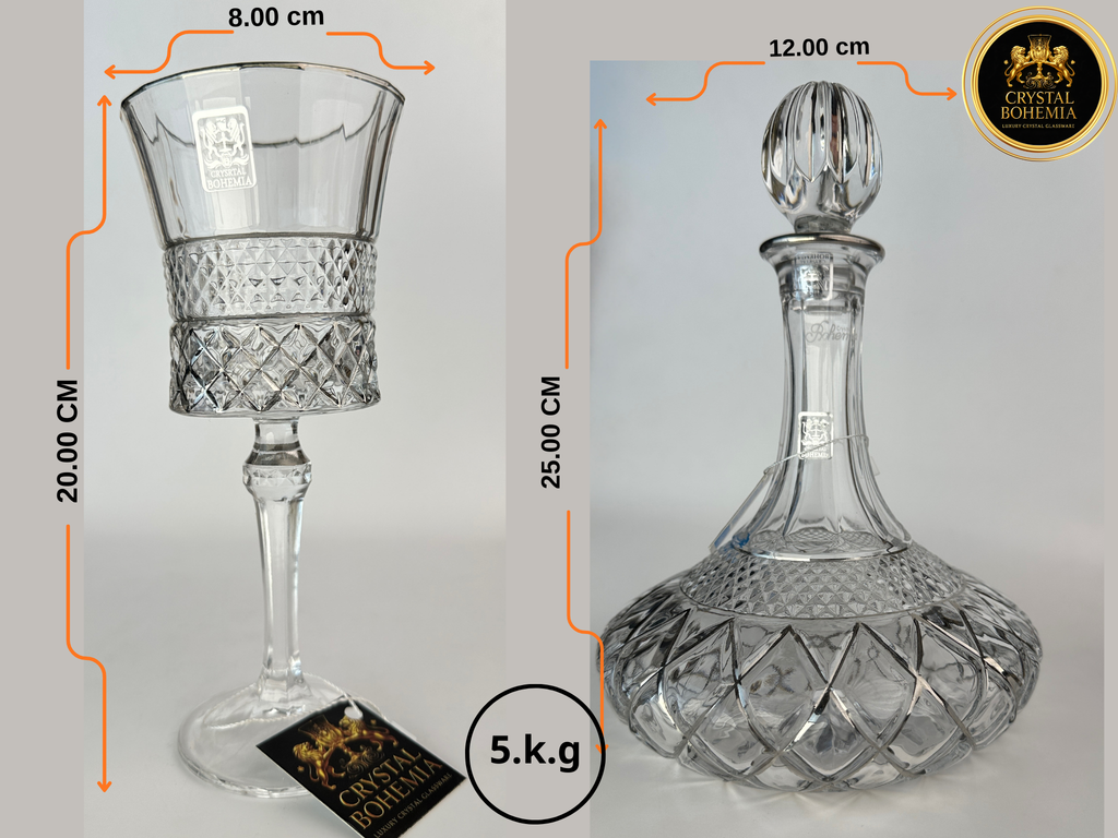 مقاسات طقم شربات أسترال بقارورة للتقديم الراقي كريستال بوهيمي