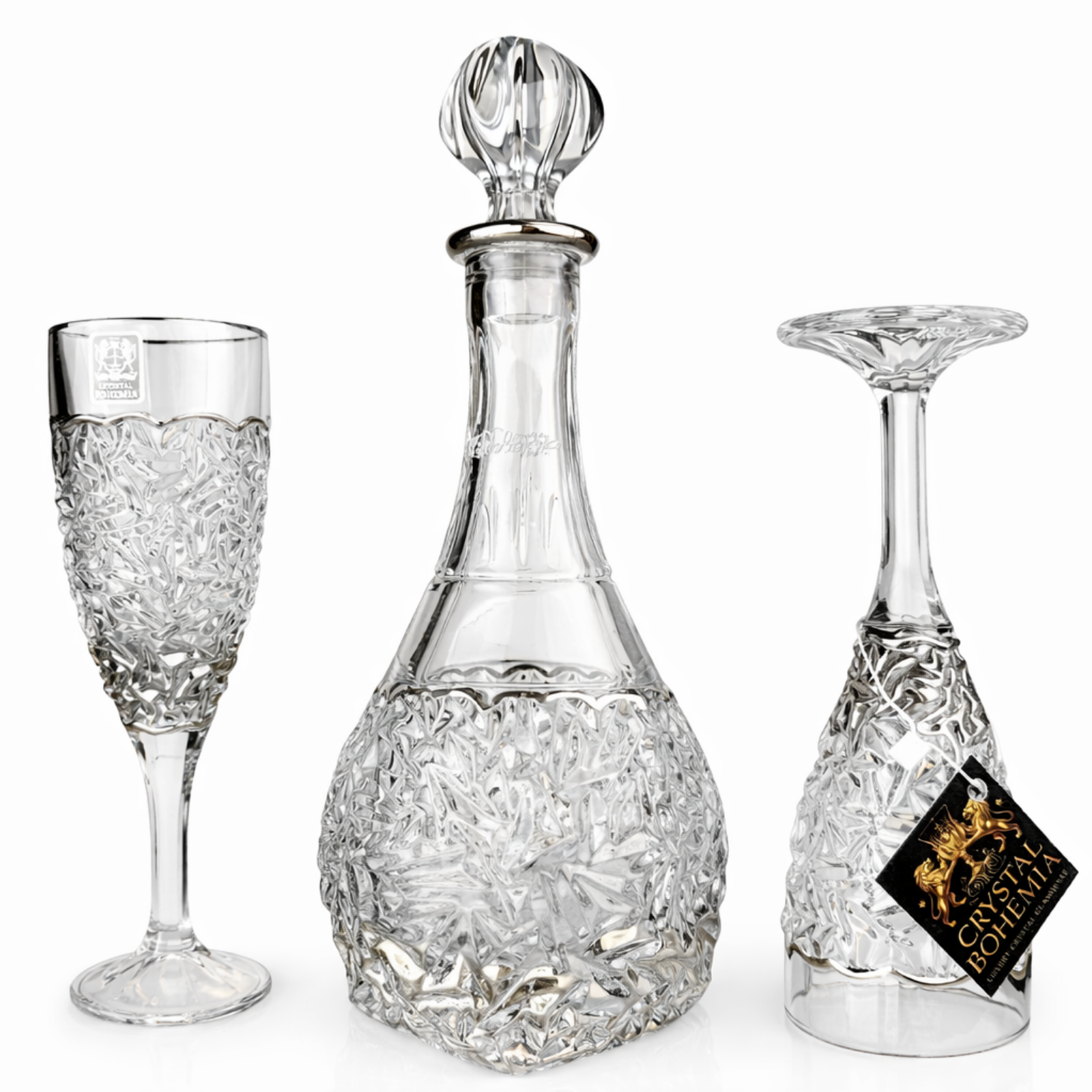 طقم شربات كاسات فضي بقاروره 