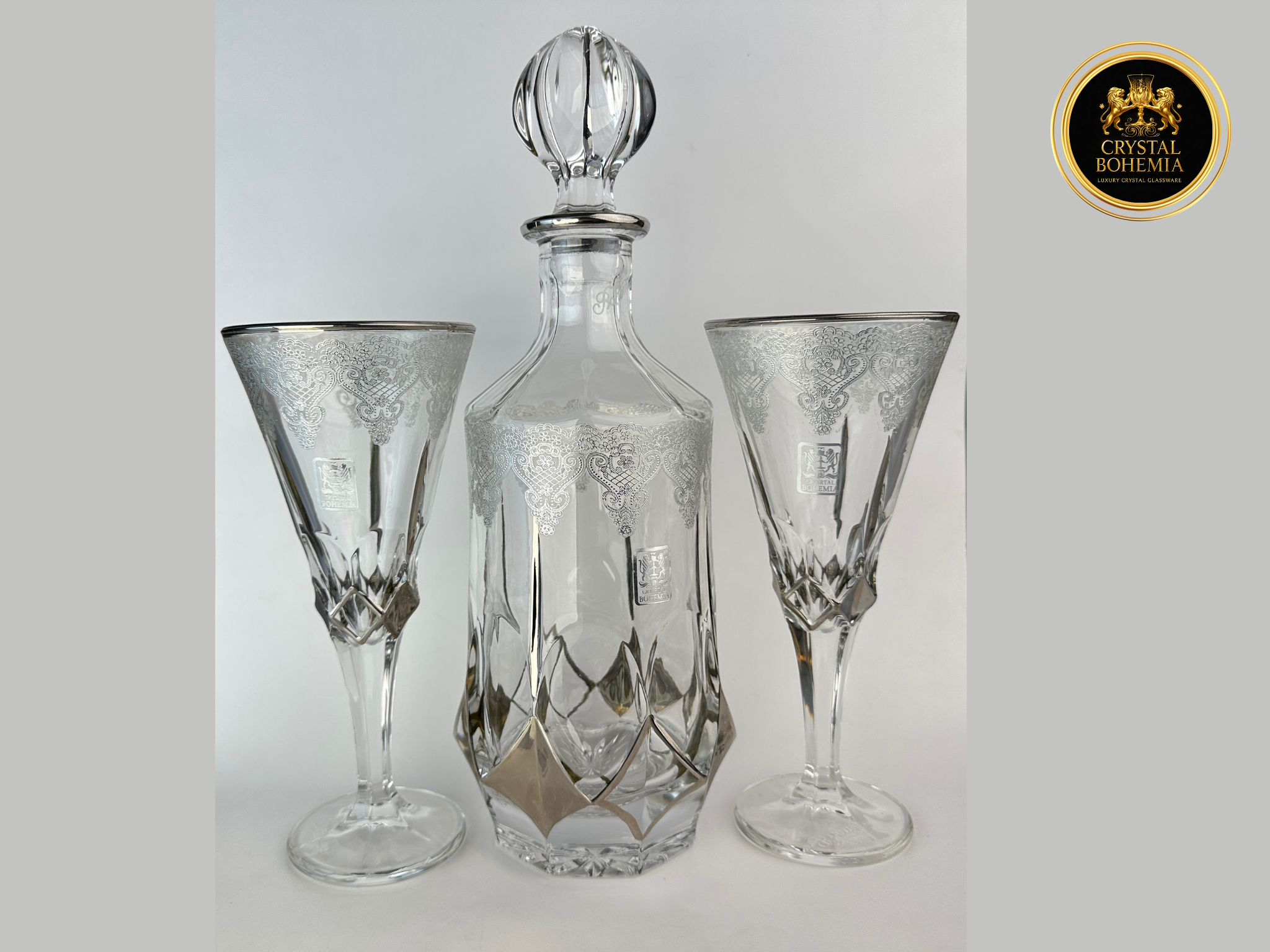 شربات كريستال بوهيمي فضي مناسب لتنسيق النيش وجهاز العروسة