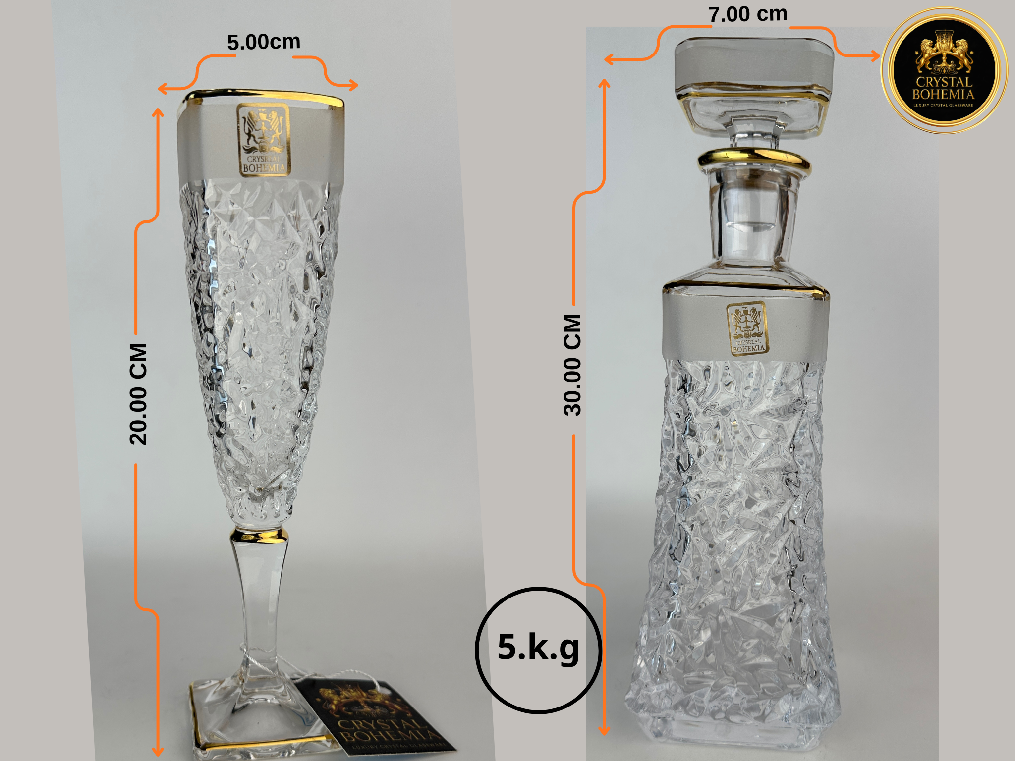 مقاس طقم شربات أريزو رمل كريستال بوهيمي للضيافة الأنيقة