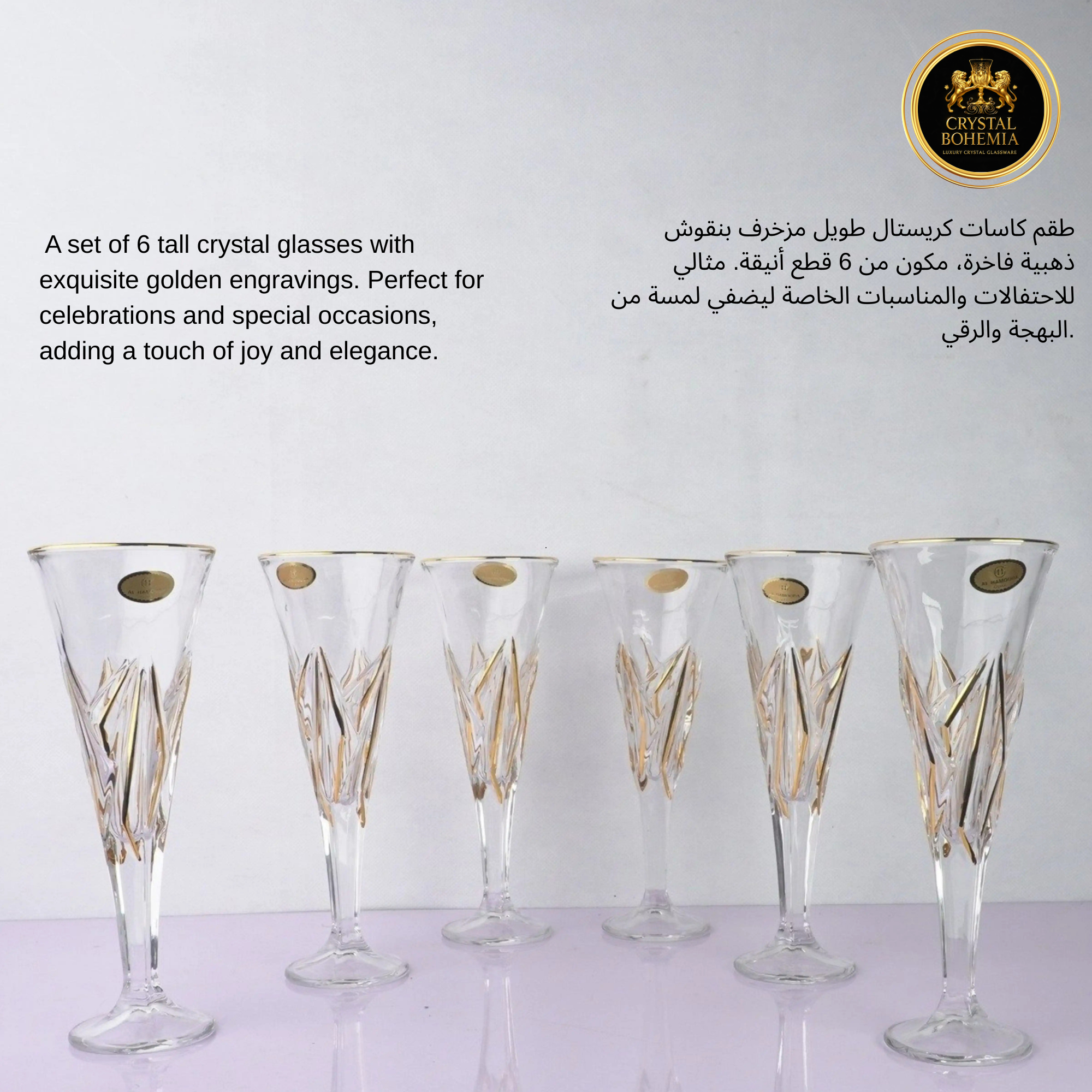 طقم كاسات كريستال بوهيمي 6 قطع  (CB001016)