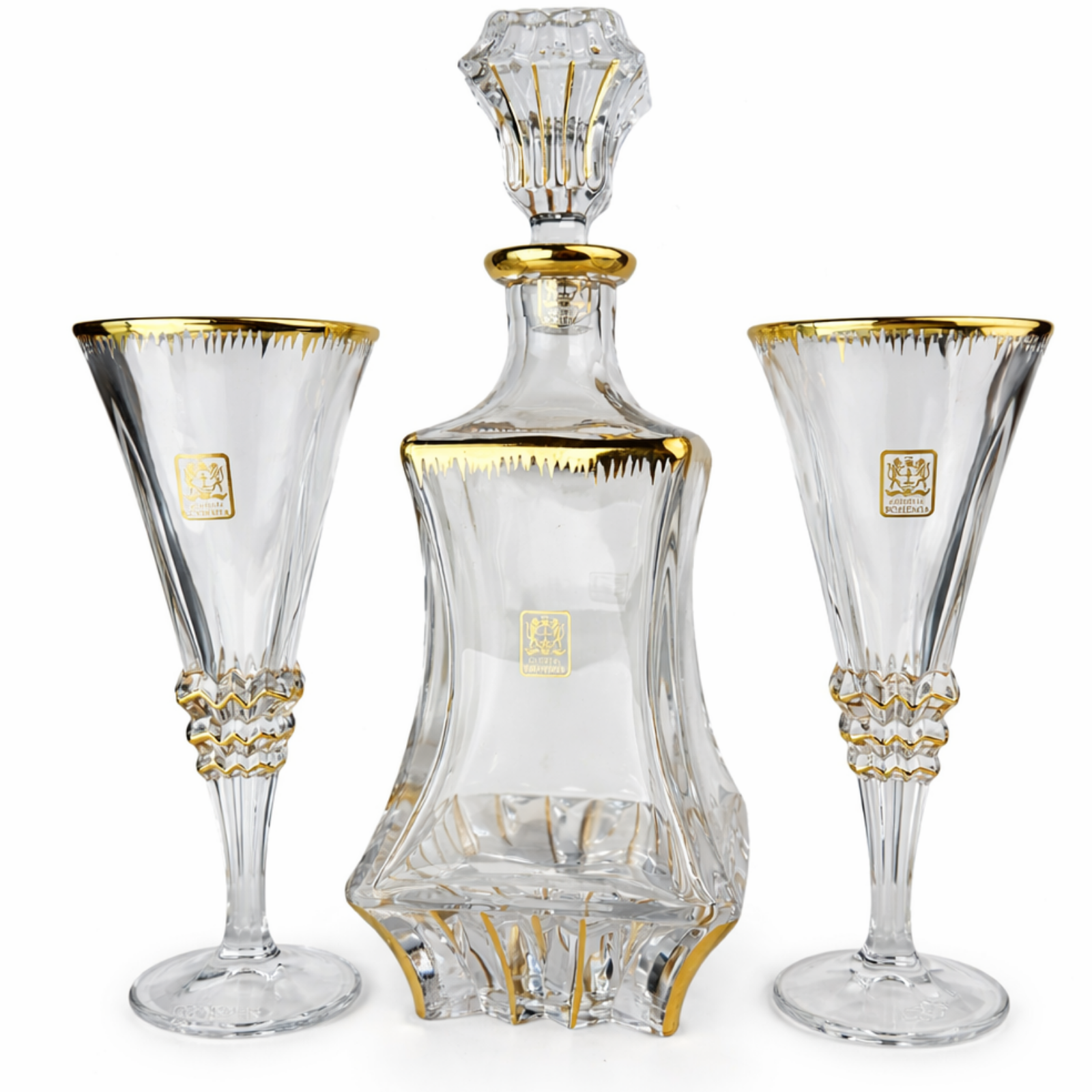 كاسات بقاروره كريستال زخارف ذهبيه