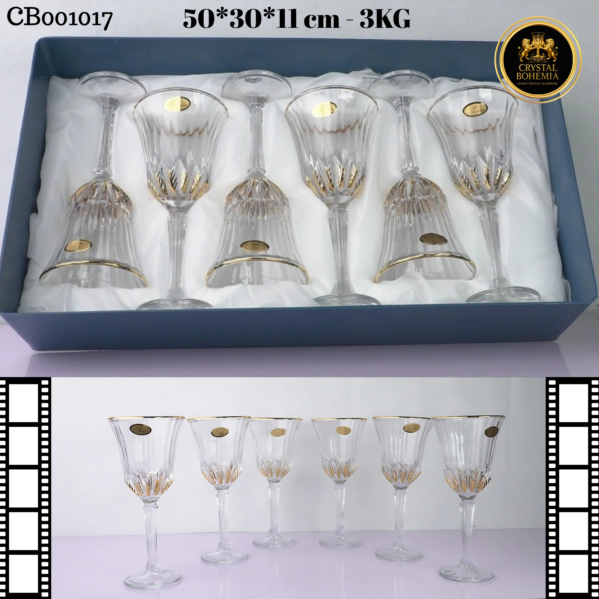 طقم كاسات كريستال بوهيمي فاخر 6 قطع    (CB001017)
