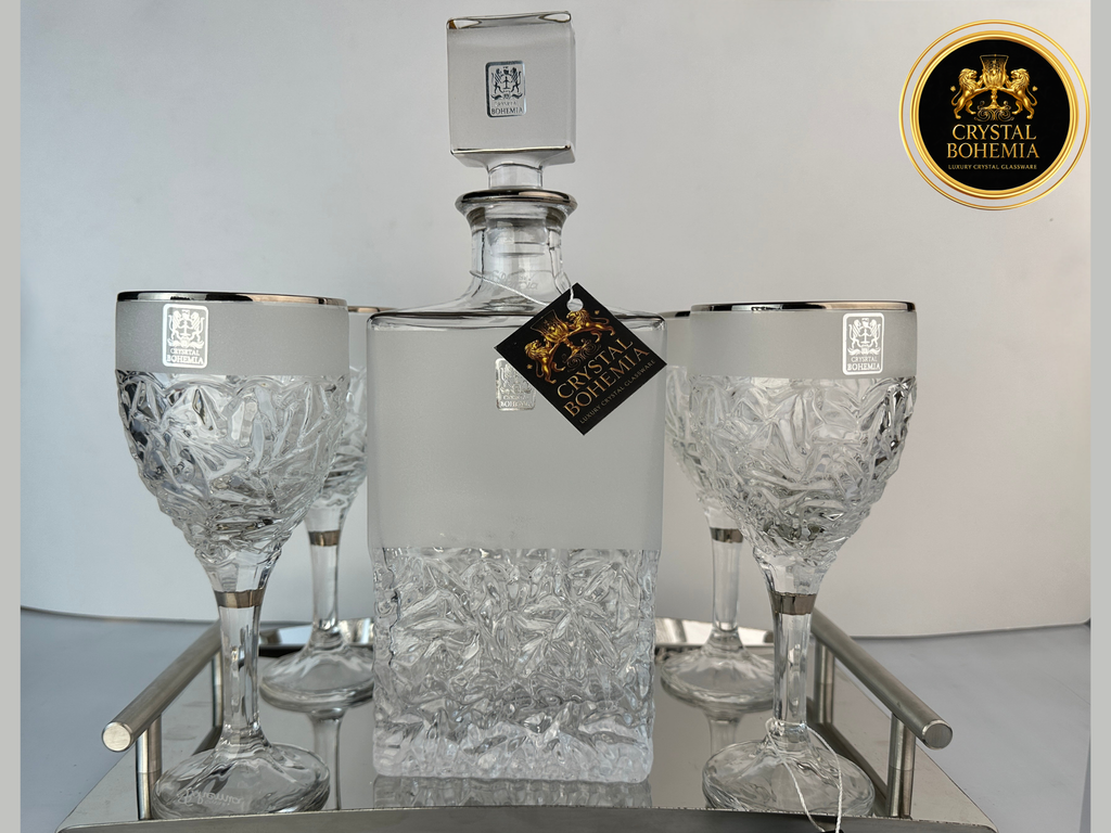  طقم  صنية شربات كريستال بوهيمي نيكولت مع قارورة وتشطيب مسح