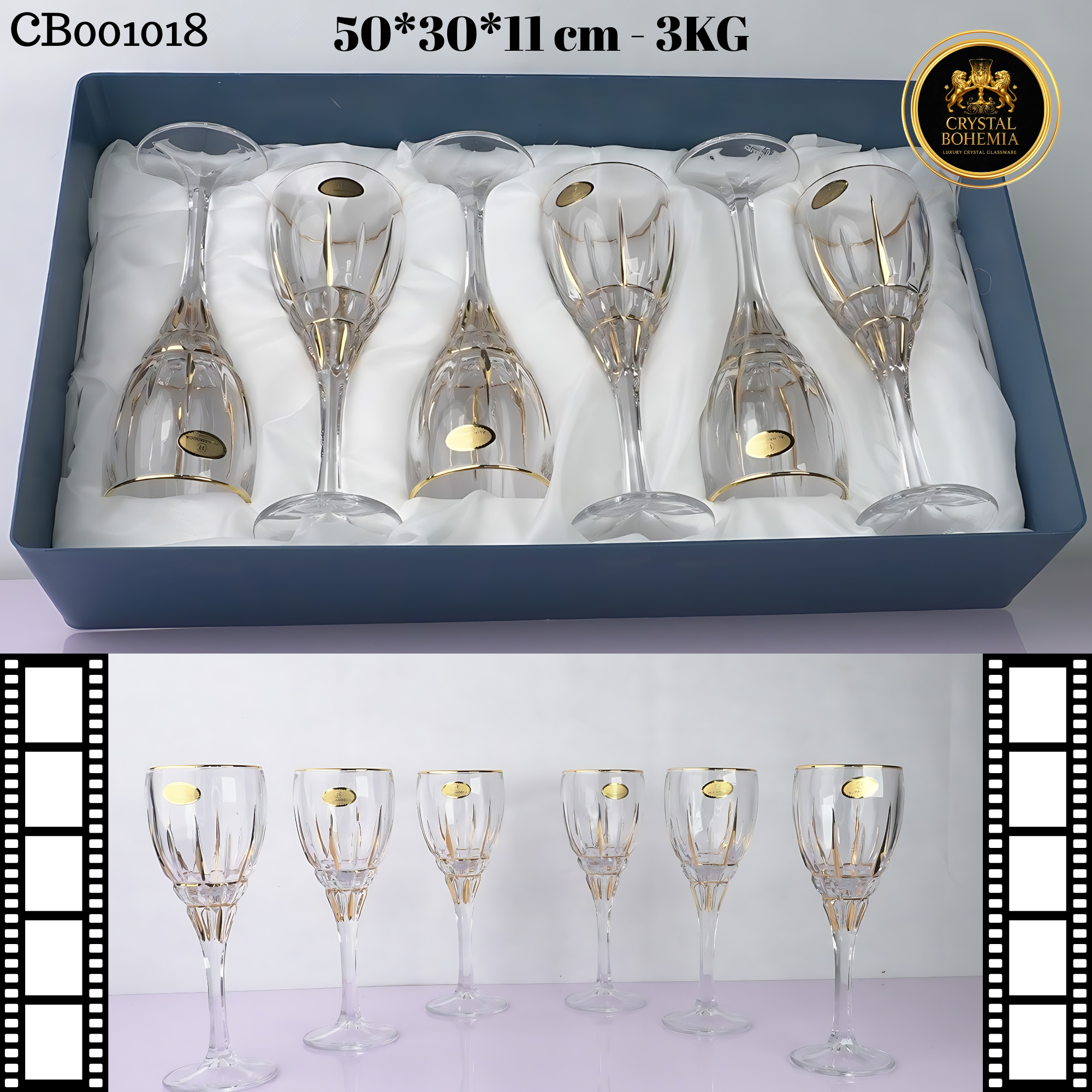 طقم كاسات كريستال بوهيمي فاخر 6 قطع    (CB001018)