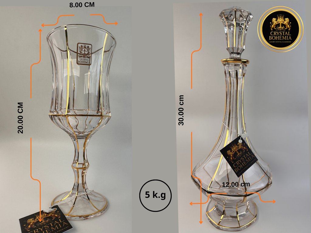 مقاسات كريستال بوهيمي ملوكي للتقديم الراقي بلمسة ذهبي