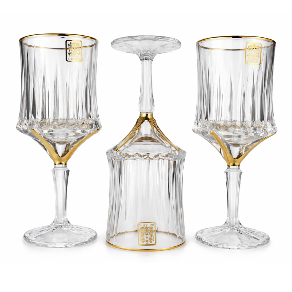 كاسات كريستال بزخارف ذهبيه بوهيمي