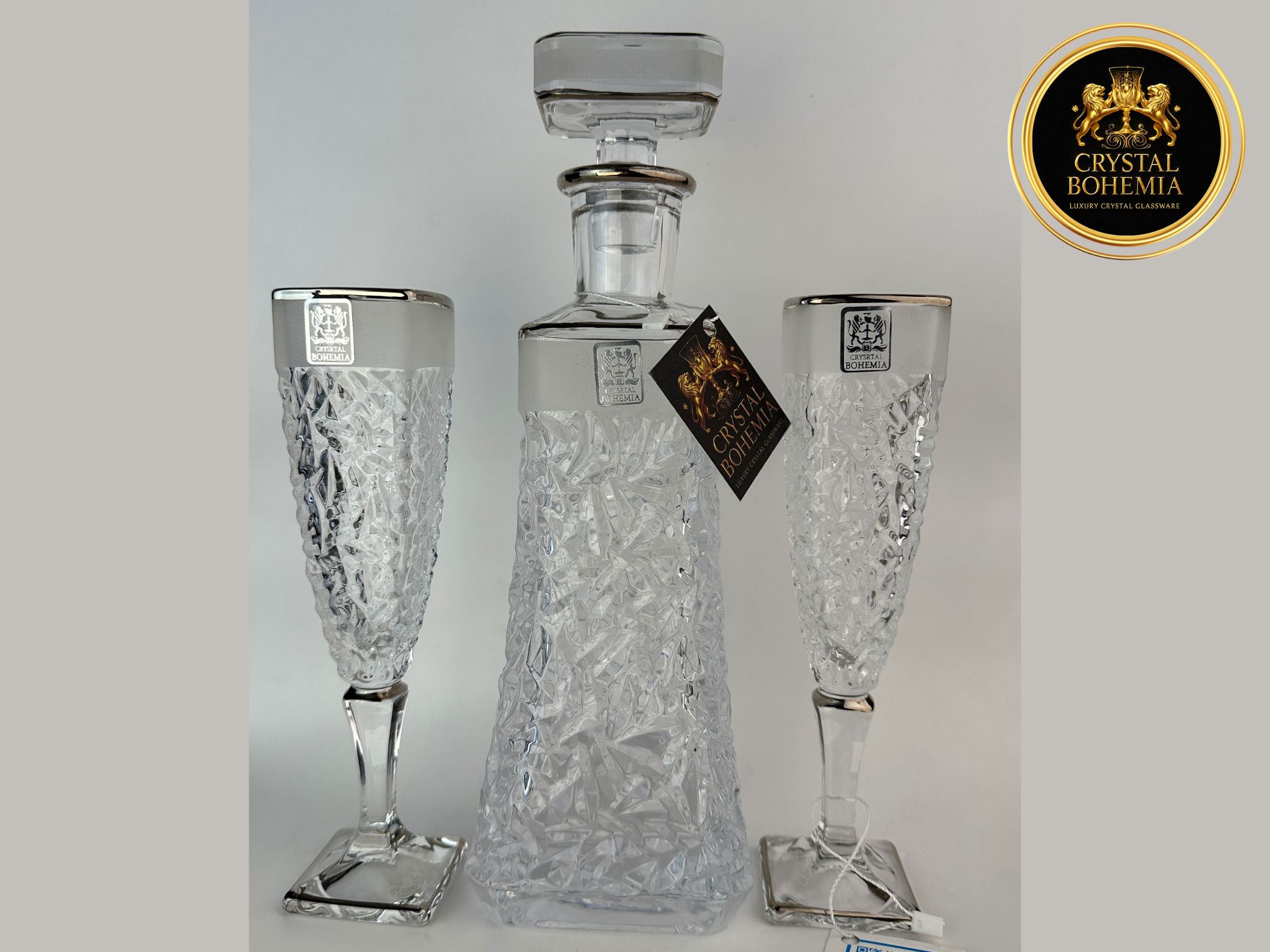 شربات كريستال بوهيمي فضي مناسب لتنسيق النيش وجهاز العروسة