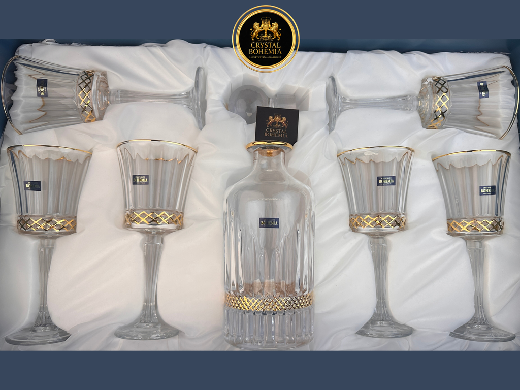 شربات كريستال بوهيمي ذهبي مناسب لتنسيق النيش وجهاز العروسة