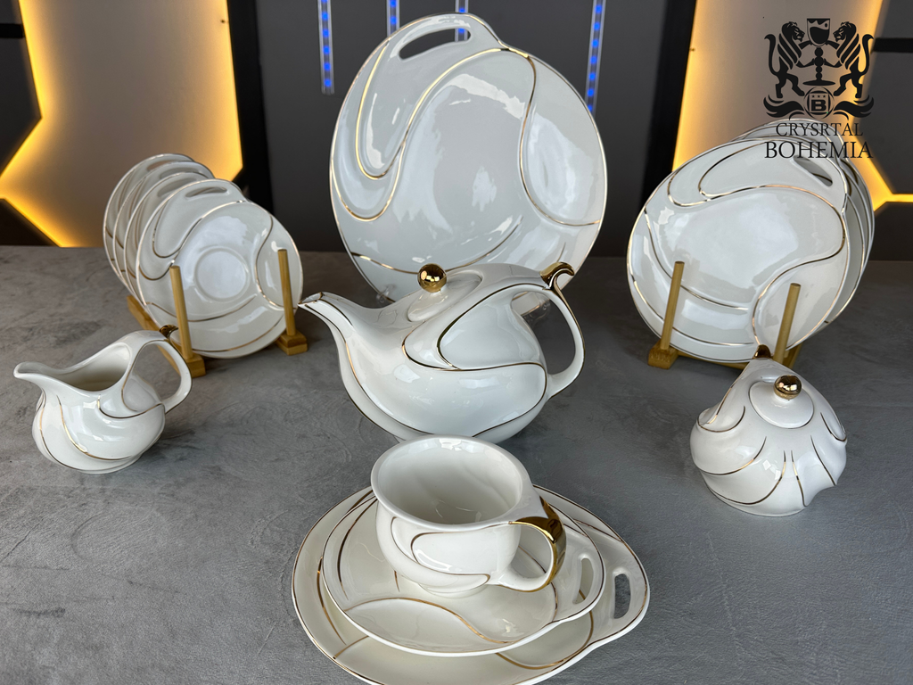 طقم شاي وجاتوه White & Gold 24 قطعة HCB001020