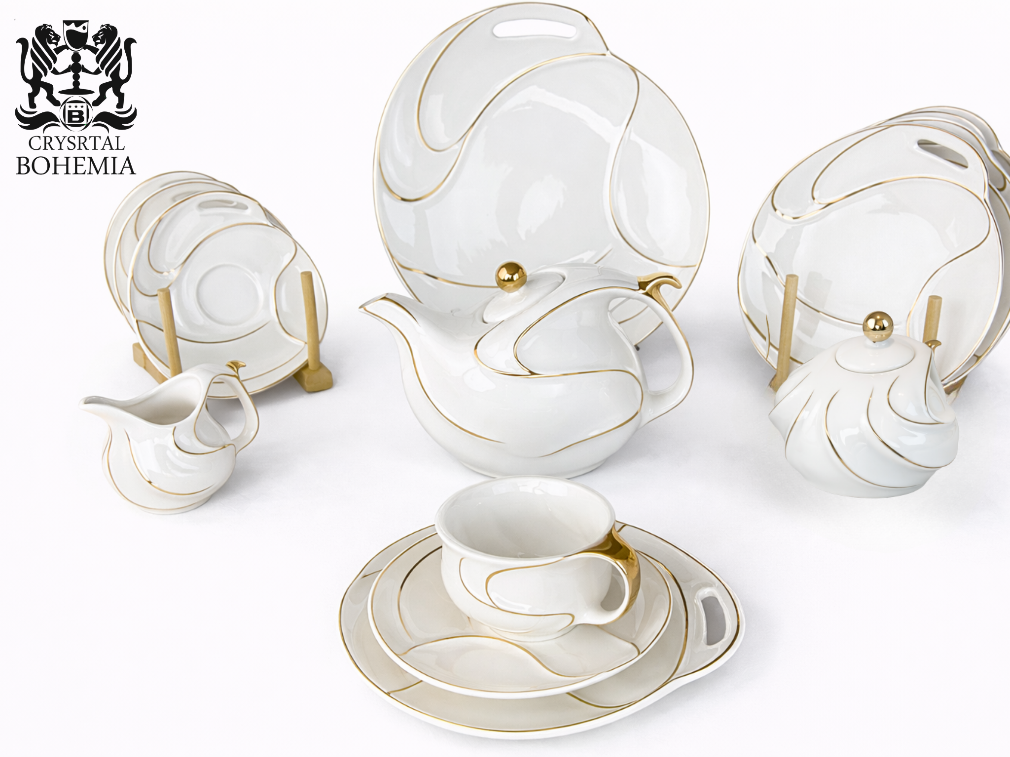 White and Gold tea and dessert set 24 pcs