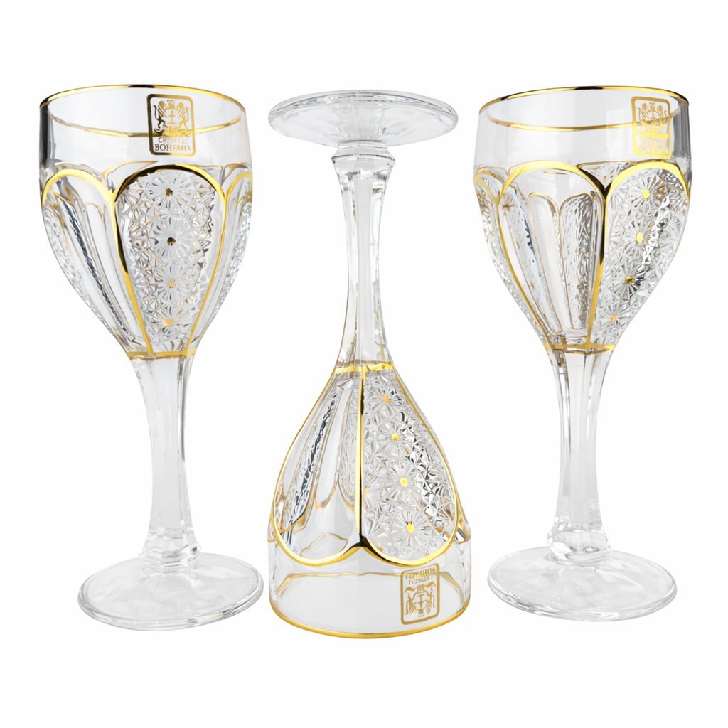 طقم كاسات كريستال ذهبي