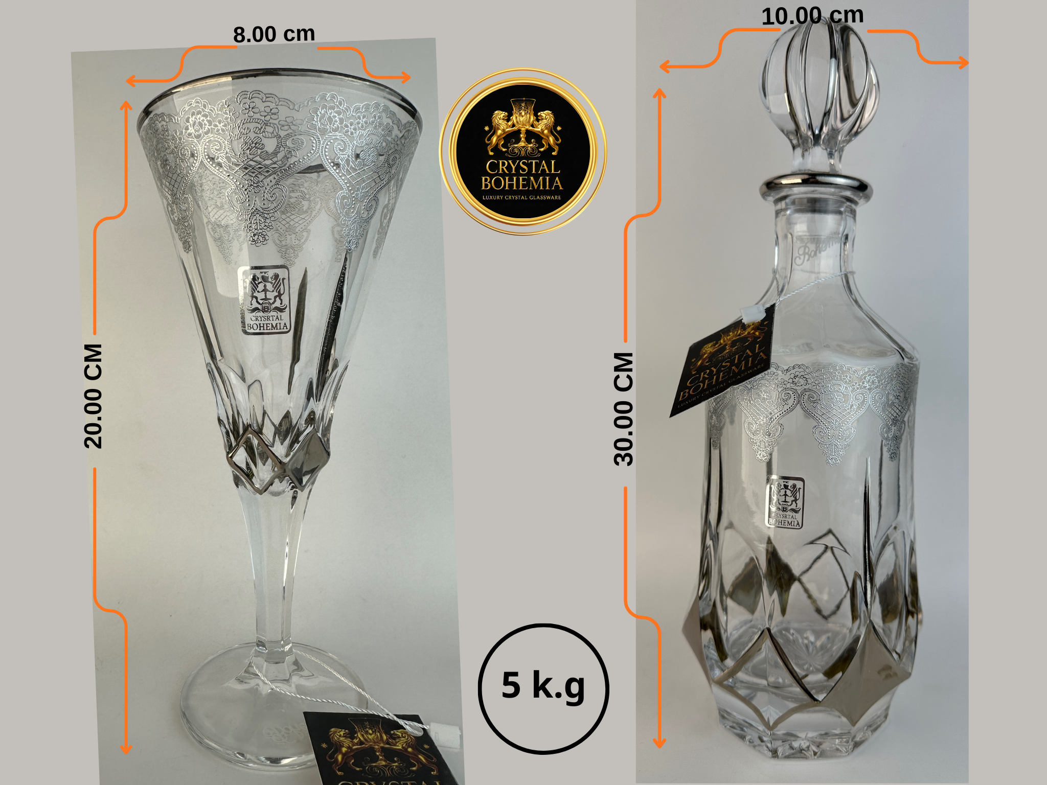 مقاسات طقم شربات ميلانو ديكاله للتقديم الراقي كريستال بوهيمي