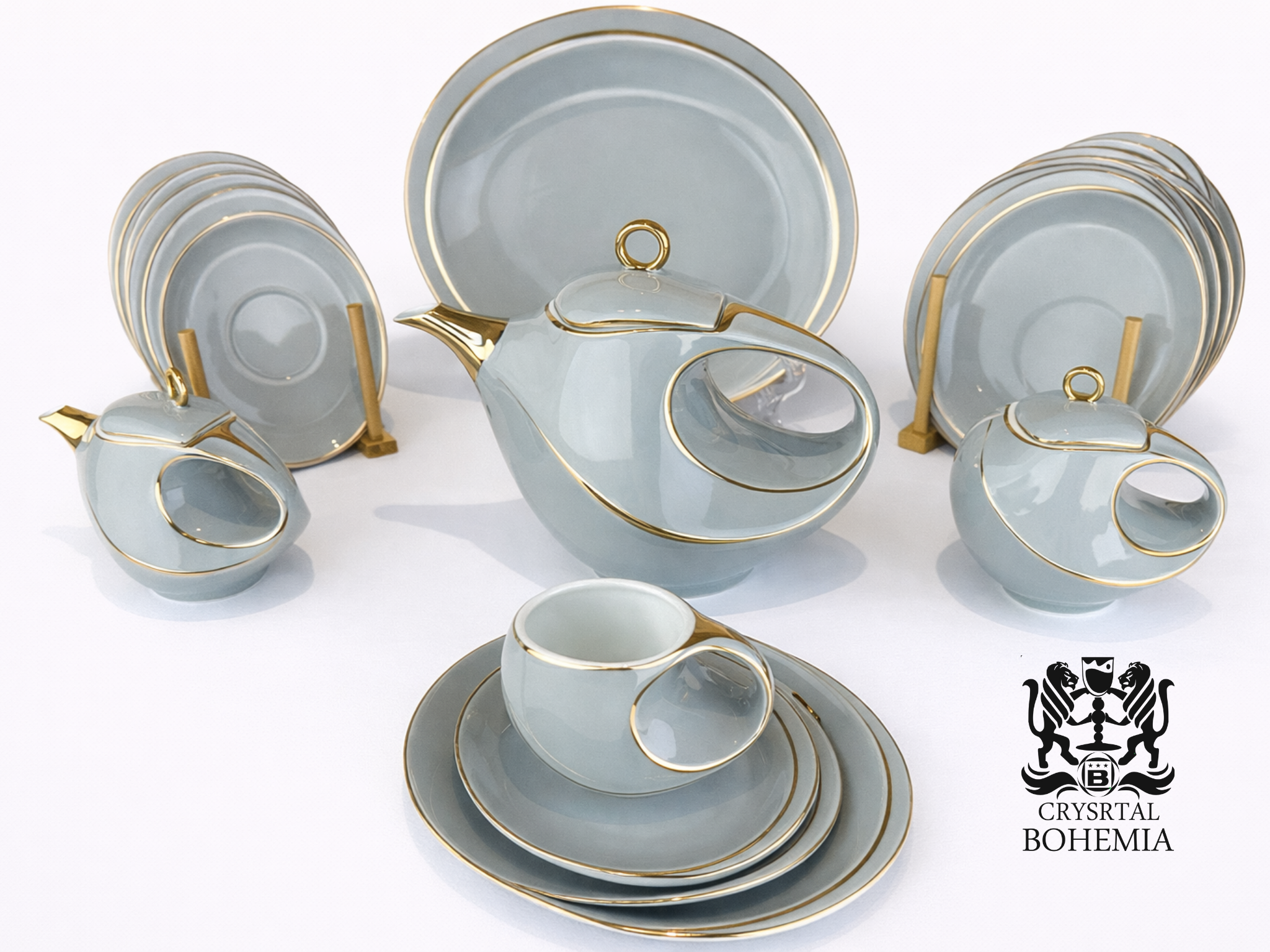 Gray with Gold tea and dessert set 25 pcs