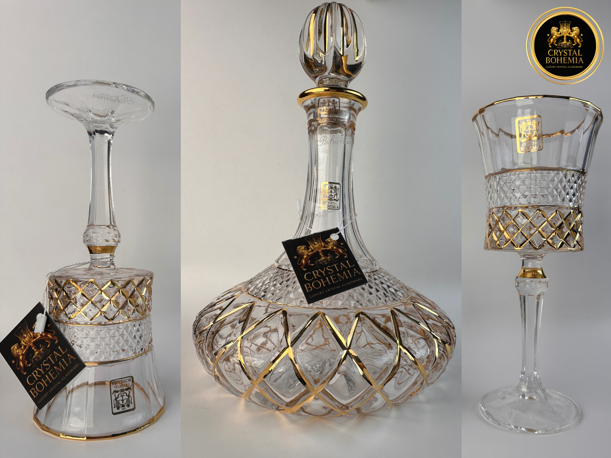 شربات كريستال بوهيمي ذهبي مناسب لتنسيق النيش وجهاز العروسة