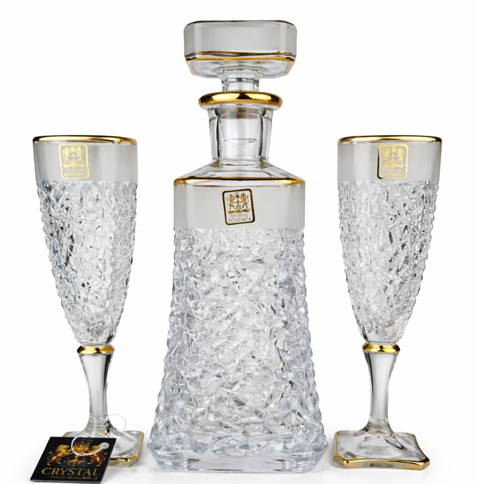 كقم كاسات مضلع بقاروره أبيض ذهبي