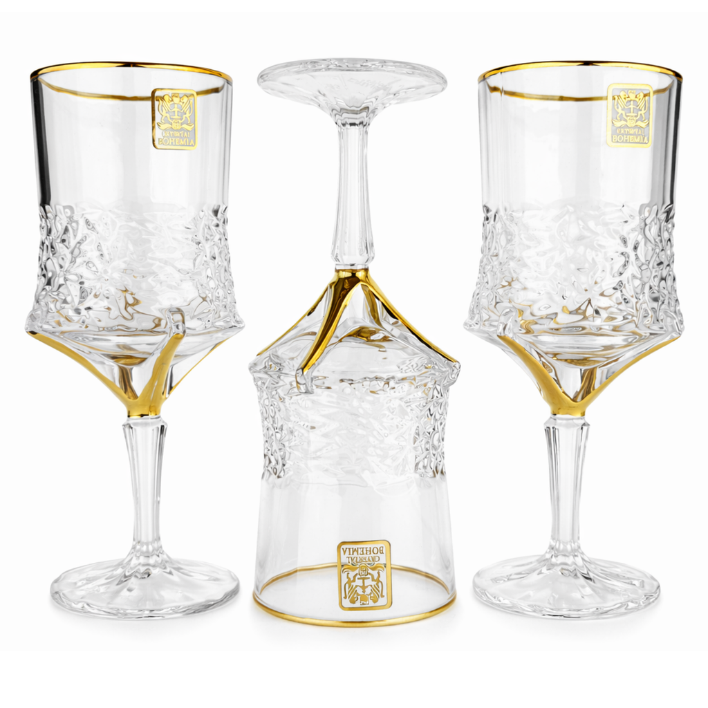 طقم كؤس كريستال ذهبيه