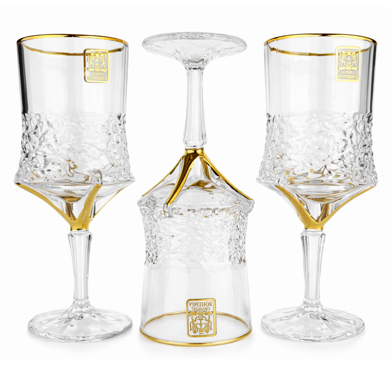 طقم كؤس كريستال ذهبيه